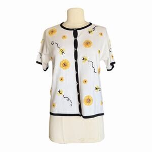 Marisa Christina Vintage Cottagecore Floral Bee Cardigan Size Small